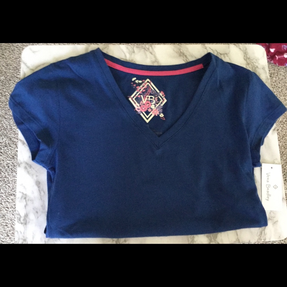 Vera Bradley T Shirt indigo V Neck SM